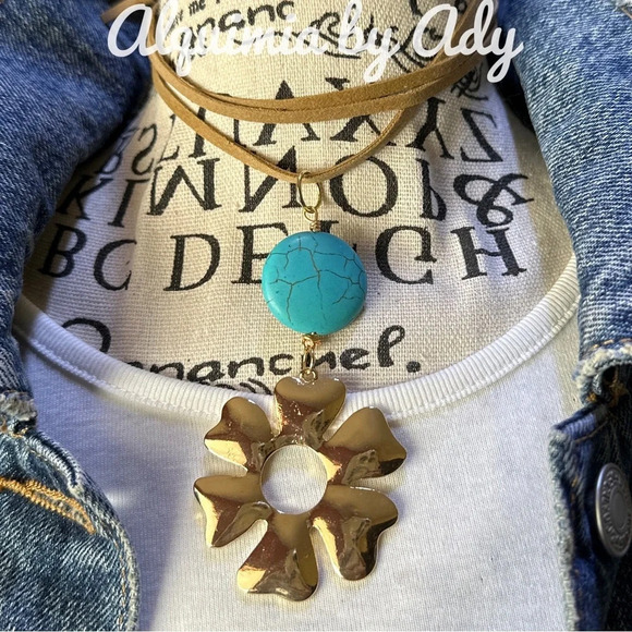 Alquimia Blue and Tan Necklace Elegant Jewelry - Picture 1 of 4